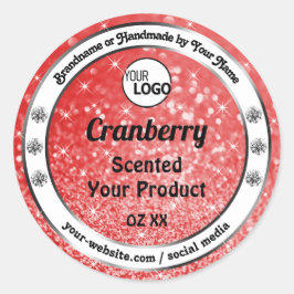 ラグジュアリールビーレッドスパークルグリッター製品ラベルロゴ ラウンドシール