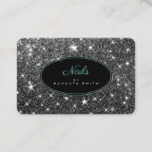 ラグジュアリールミナスシルバーグリッタースターズエレガント爪、 ネイル 名刺 (正面)