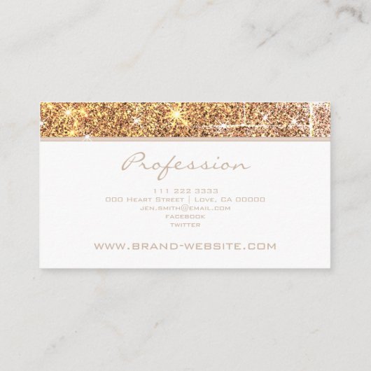 ラグジュアリールミニューズゴールデングリッター化粧&ヘア 名刺 (裏面)