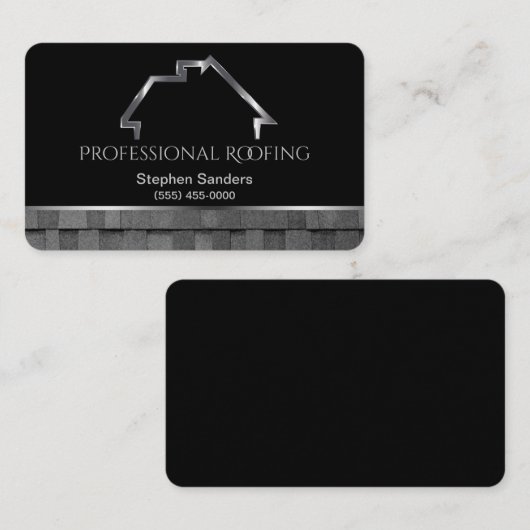 ラグジュアリールーフィングシングルス建築シルバーブラック 名刺 (正面/裏面)