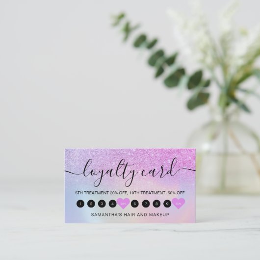 ラグジュアリーレインボーグラデーショングリッターメイクアップ10 ロイヤリティカード (スタンド正面)