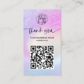 ラグジュアリーレインボーグリッターグラデーションホログラフィックサンキュー 名刺 (正面)