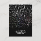 ラグジュアリーレオパードグリッターシルバーイヤリングカード 名刺 (裏面)