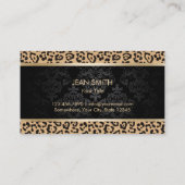ラグジュアリーレオパードブラックダマスク美しいサロン 名刺 (裏面)