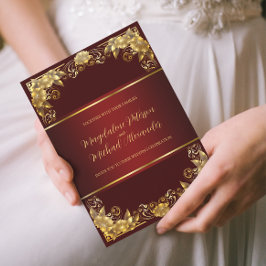 ラグジュアリーレガル金ゴールドフレーム結婚式招待状 招待状