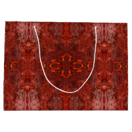 ラグジュアリーレザーテクスチャゴールデンブラウンパターン ラージペーパーバッグ