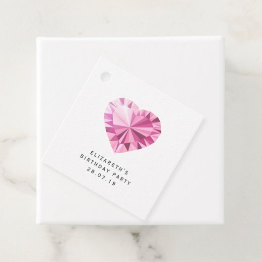 ラグジュアリーレザー付きピンクダイヤモンドゲフェイクムストーン フェイバータグ (インサイチュ)