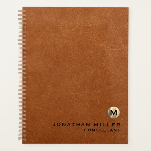 ラグジュアリーレザー金ゴールドモノグラムアポイントメントブック プランナー手帳 (正面)