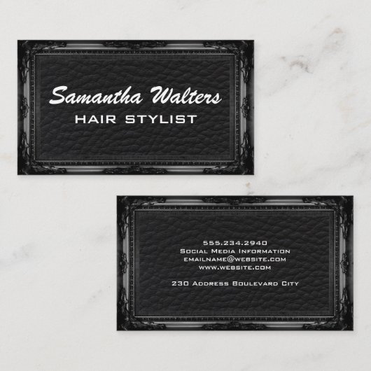 ラグジュアリーレザー |アンティーク枠 名刺 (正面/裏面)