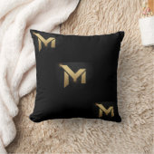 ラグジュアリーレターブラックピロー クッション (ブランケット)