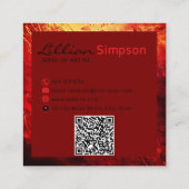 ラグジュアリーレッドおよび金ゴールド抽象芸術QRコード スクエア名刺 (裏面)