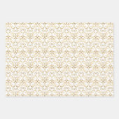 ラグジュアリーレッドと金ゴールドクリスマスダマスクパーソナライズされた ラッピングペーパーシート (正面2)