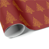 ラグジュアリーレッドと金ゴールドクリスマスツリー ラッピングペーパー (ロールコーナー)