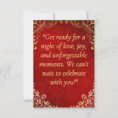 ラグジュアリーレッドと金ゴールド結婚式招待状 招待状 (裏面)