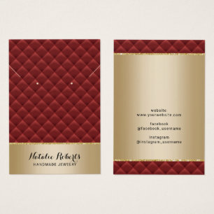 ラグジュアリーレッドキルティング金ゴールドジュエリーイヤリングディスプレイ