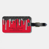 ラグジュアリーレッドブラックシルバーグリッタードリップスモノグラム ラゲッジタグ (裏面横)