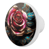 ラグジュアリーレッドブルー金ゴールドバラ3Dエフェクトデコールプリント セラミックノブ (右)