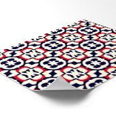 ラグジュアリーレッドホワイトとブルーパターン ポスター (角)