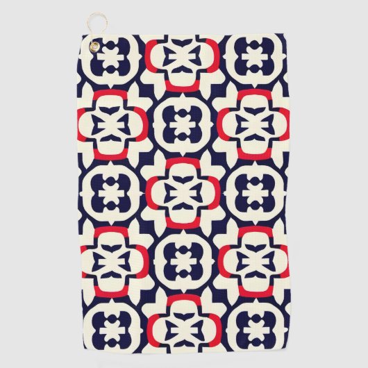 ラグジュアリーレッドホワイトアンドブルー ゴルフタオル (正面)