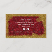 ラグジュアリーレッドルビー金ゴールドブラシソーシャルメディア 名刺 (裏面)