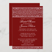 ラグジュアリーレッドレースエレガントブライダルシャワー招待状 招待状 (正面/裏面)