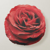 ラグジュアリーレッドローズラウンド装飾用クッション ラウンドクッション (正面)