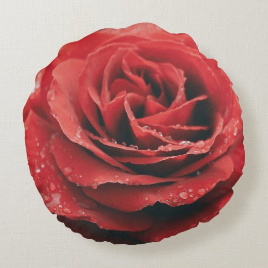 ラグジュアリーレッドローズラウンド装飾用クッション ラウンドクッション (裏面)