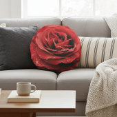 ラグジュアリーレッドローズラウンド装飾用クッション ラウンドクッション