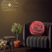 ラグジュアリーレッドローズラウンド装飾用クッション ラウンドクッション