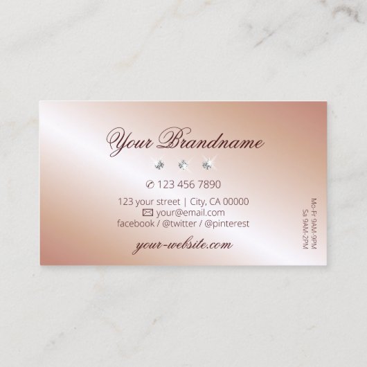 ラグジュアリーレッドローズ金ゴールドスパークルダイアモンズラグジュアリーグラム 名刺 (裏面)