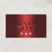 ラグジュアリーレッドローズ金ゴールドスパークルダイヤモンドイニシャル 名刺 (正面)