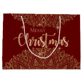 ラグジュアリーレッド金ゴールドマンダラエレガントメリークリスマス ラージペーパーバッグ (裏面)