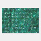 ラグジュアリーレッド、グリーン、金ゴールドきらめくクリスマス ラッピングペーパーシート (正面2)