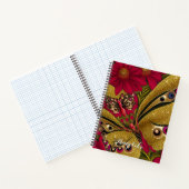 ラグジュアリーレッド&金ゴールドバタフライ名前をカスタムする ノートブック (内部)