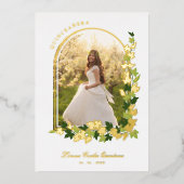 ラグジュアリーロマンチックなアイビーアスペインのーチキンセニェラ写真 箔招待状 (正面)