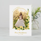 ラグジュアリーロマンチックなアイビーアスペインのーチキンセニェラ写真 箔招待状 (立ち正面)