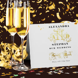 ラグジュアリーロマンチックな書結婚道の金ゴールド ゲストブック