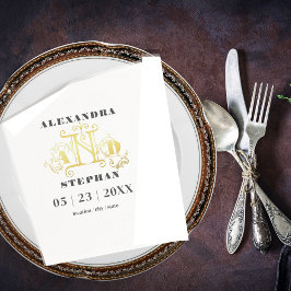 ラグジュアリーロマンチックな書結婚道の金ゴールド スタンダードカクテルナプキン