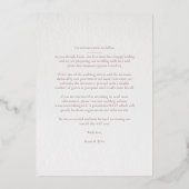 ラグジュアリーロマンチックフローラピンクレッドシェードハート 箔招待状 (裏面)