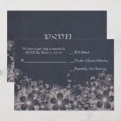 ラグジュアリーロマンチック春RSVPカード 招待状 (正面/裏面)