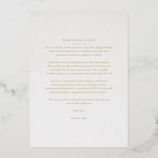 ラグジュアリーロマンティックボタニカルフローラピンクシェードハート 箔招待状 (裏面)