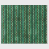 ラグジュアリーヴィンテージダークグリーン金ゴールドストライプゴシック ラッピングペーパー (フラット)