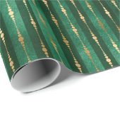 ラグジュアリーヴィンテージダークグリーン金ゴールドストライプゴシック ラッピングペーパー (ロールコーナー)