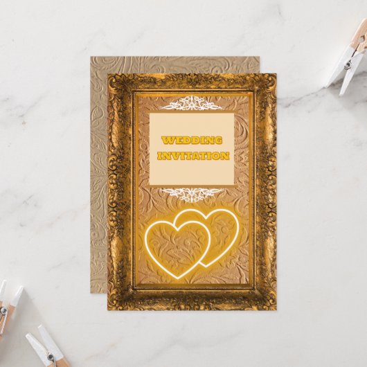 ラグジュアリーヴィンテージテクスチャイスラム結婚式招待状 招待状 (正面/裏面インサイチュ)