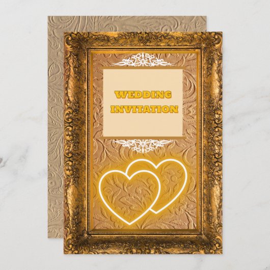 ラグジュアリーヴィンテージテクスチャイスラム結婚式招待状 招待状 (正面/裏面)