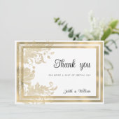ラグジュアリーヴィンテージホワイト金ゴールドフローラありがとう 招待状 (スタンド正面)