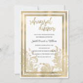 ラグジュアリーヴィンテージホワイト金ゴールドフローラリハーサルディナー 招待状 (正面)