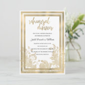 ラグジュアリーヴィンテージホワイト金ゴールドフローラリハーサルディナー 招待状 (スタンド正面)