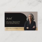 ラグジュアリー不動産アーチフレーム写真ブラックゴールド 名刺 (正面)