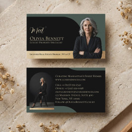 ラグジュアリー不動産アーチフレーム写真ブラックゴールド 名刺